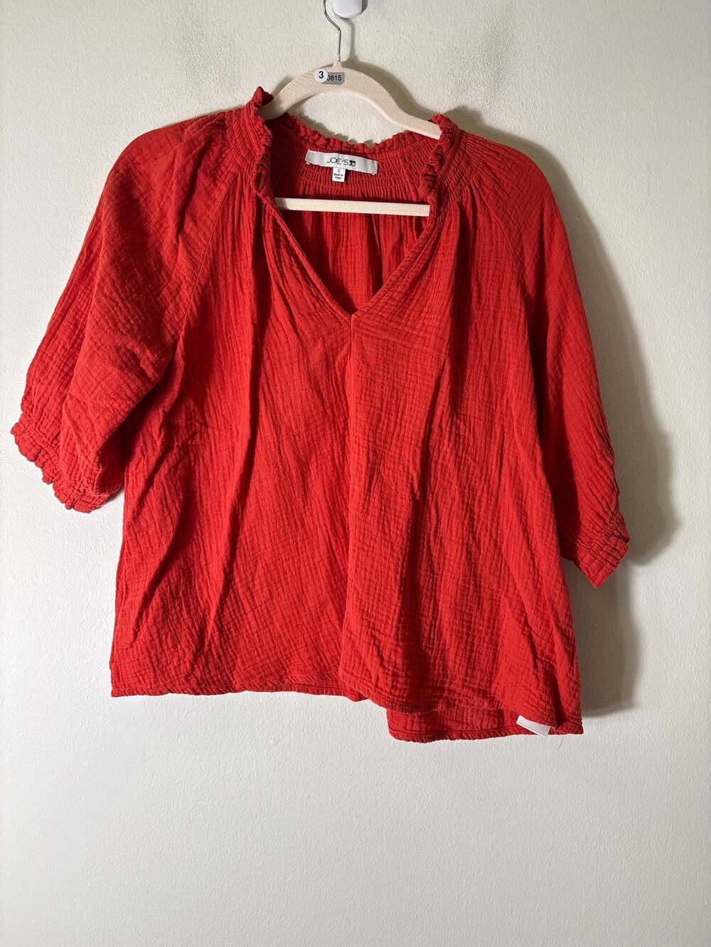 Joe's Rust Orange Guazy V Neck Top Sz S